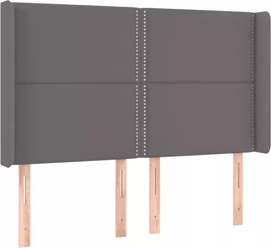 VIDAXL Hoofdbord met randen 147x16x118 128 cm kunstleer grijs - Foto 5