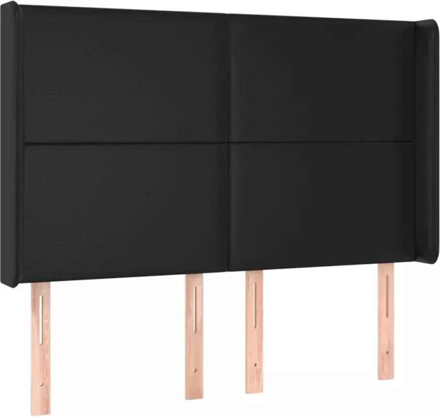 VIDAXL Hoofdbord met randen 147x16x118 128 cm kunstleer zwart - Foto 5
