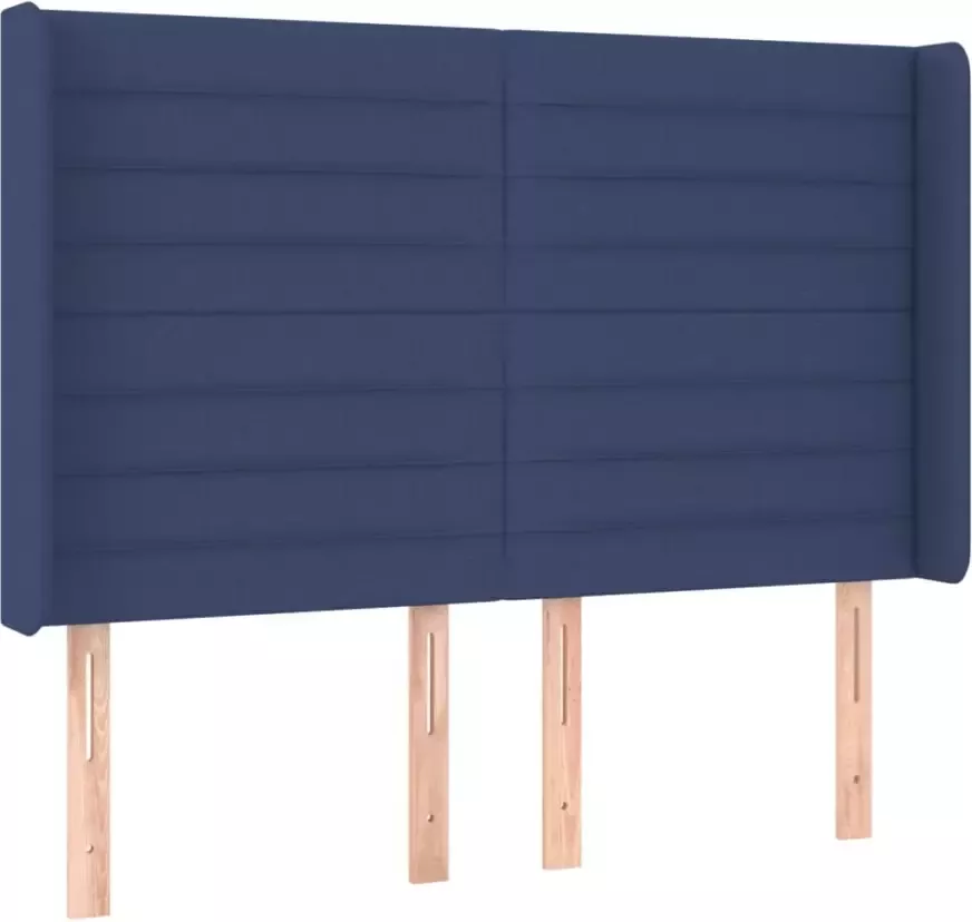 VIDAXL Hoofdbord met randen 147x16x118 128 cm stof blauw