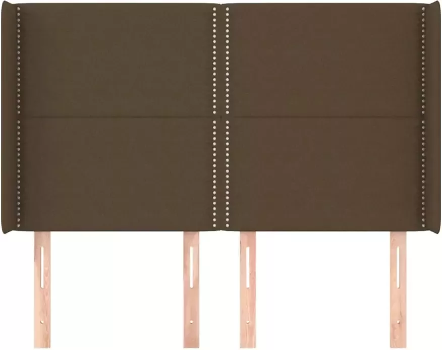 VIDAXL Hoofdbord met randen 147x16x118 128 cm stof donkerbruin - Foto 3