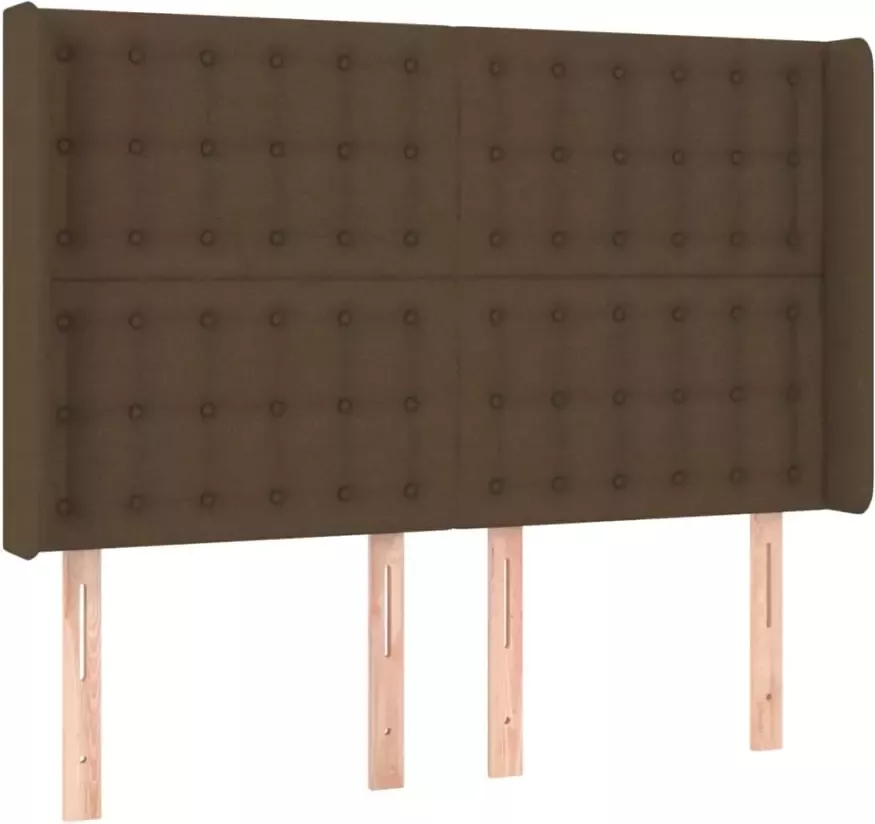 VIDAXL Hoofdbord met randen 147x16x118 128 cm stof donkerbruin - Foto 1