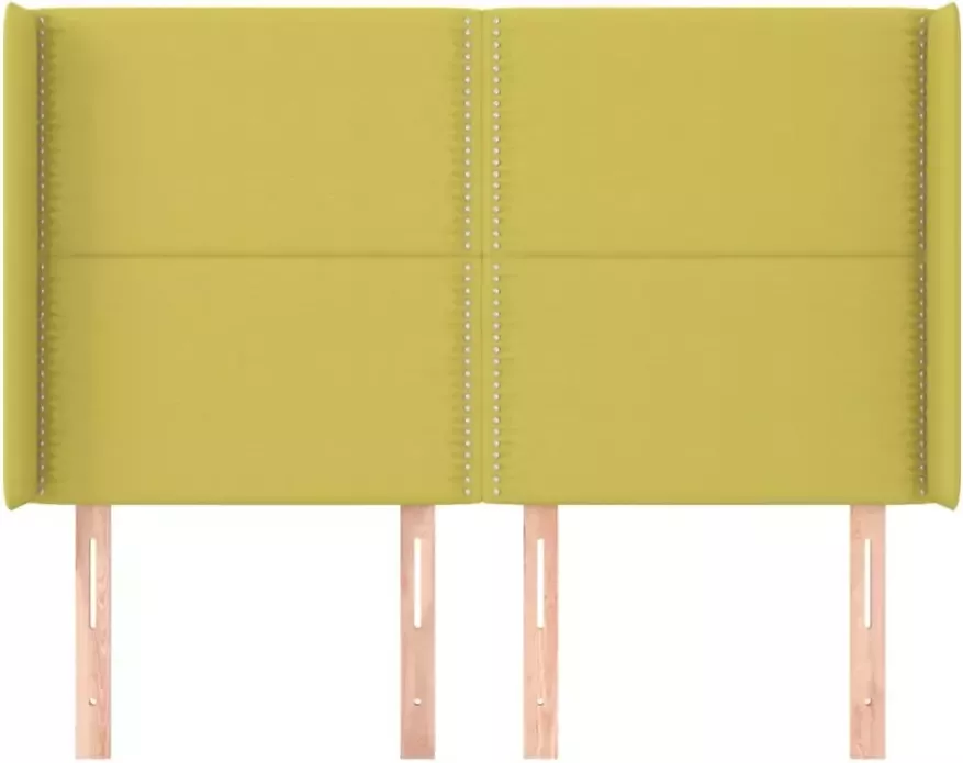 VIDAXL Hoofdbord met randen 147x16x118 128 cm stof groen - Foto 4