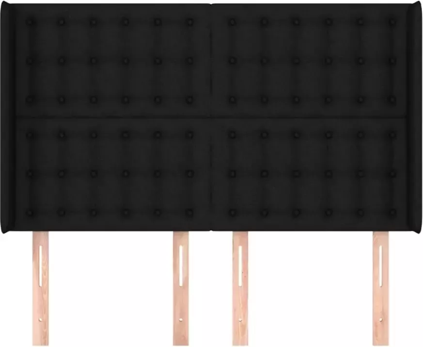 VIDAXL Hoofdbord met randen 147x16x118 128 cm stof zwart - Foto 4