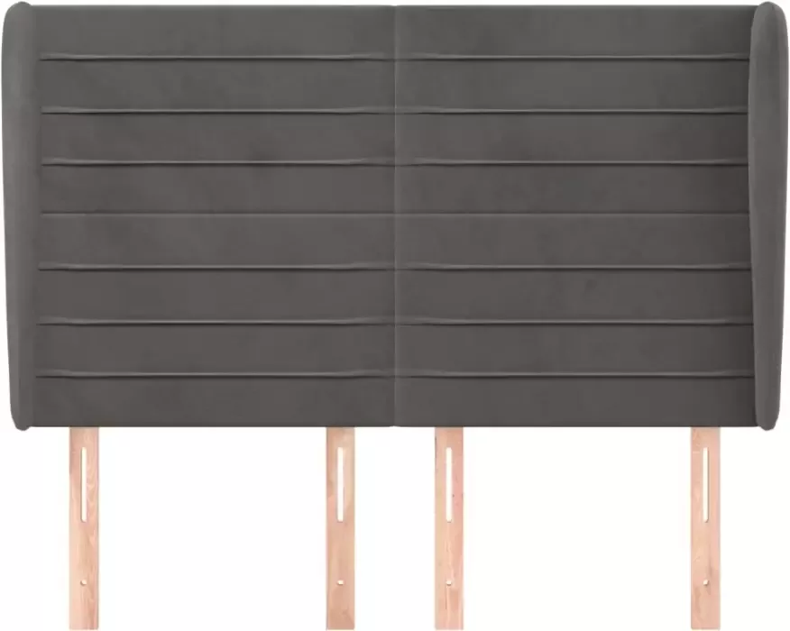 VIDAXL Hoofdbord met randen 147x23x118 128 cm fluweel donkergrijs - Foto 5