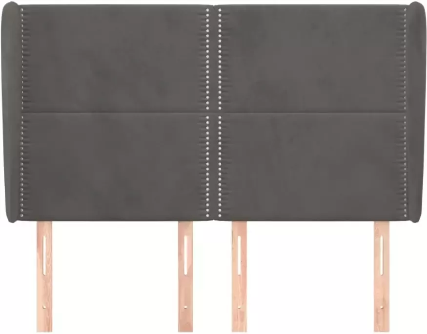 VidaXL Hoofdbord met randen 147x23x118 128 cm fluweel donkergrijs - Foto 4