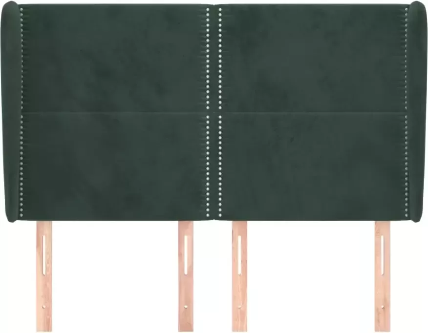 VidaXL Hoofdbord met randen 147x23x118 128 cm fluweel donkergroen - Foto 3