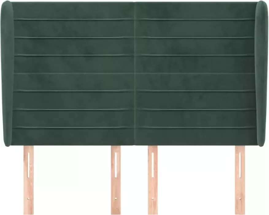 VidaXL Hoofdbord met randen 147x23x118 128 cm fluweel donkergroen - Foto 3