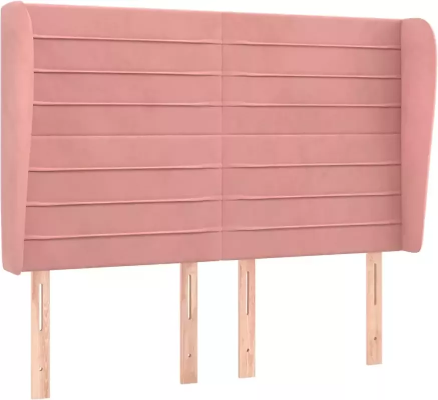 VIDAXL Hoofdbord met randen 147x23x118 128 cm fluweel roze - Foto 4