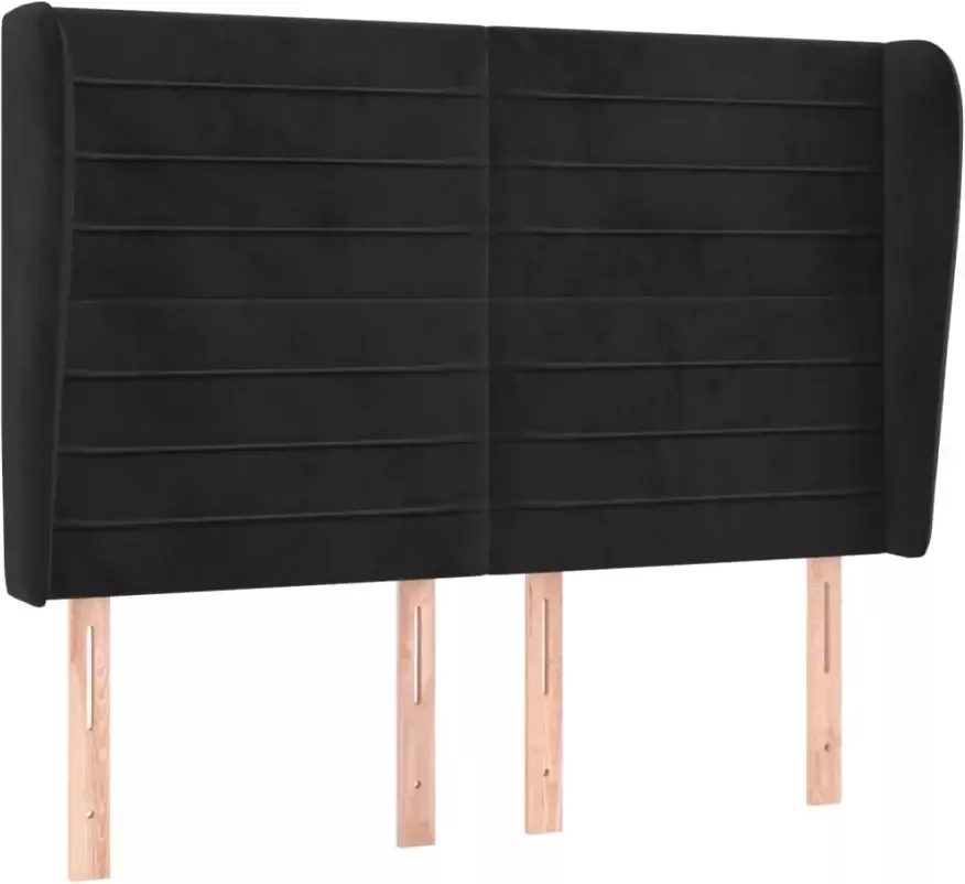 VIDAXL Hoofdbord met randen 147x23x118 128 cm fluweel zwart - Foto 4