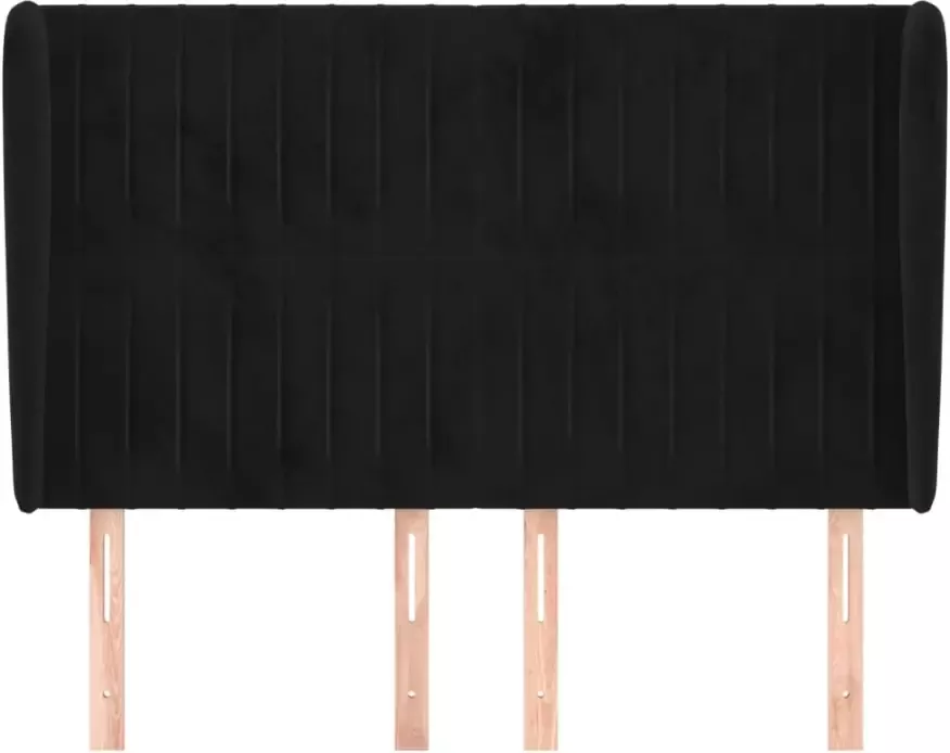 VIDAXL Hoofdbord met randen 147x23x118 128 cm fluweel zwart - Foto 2