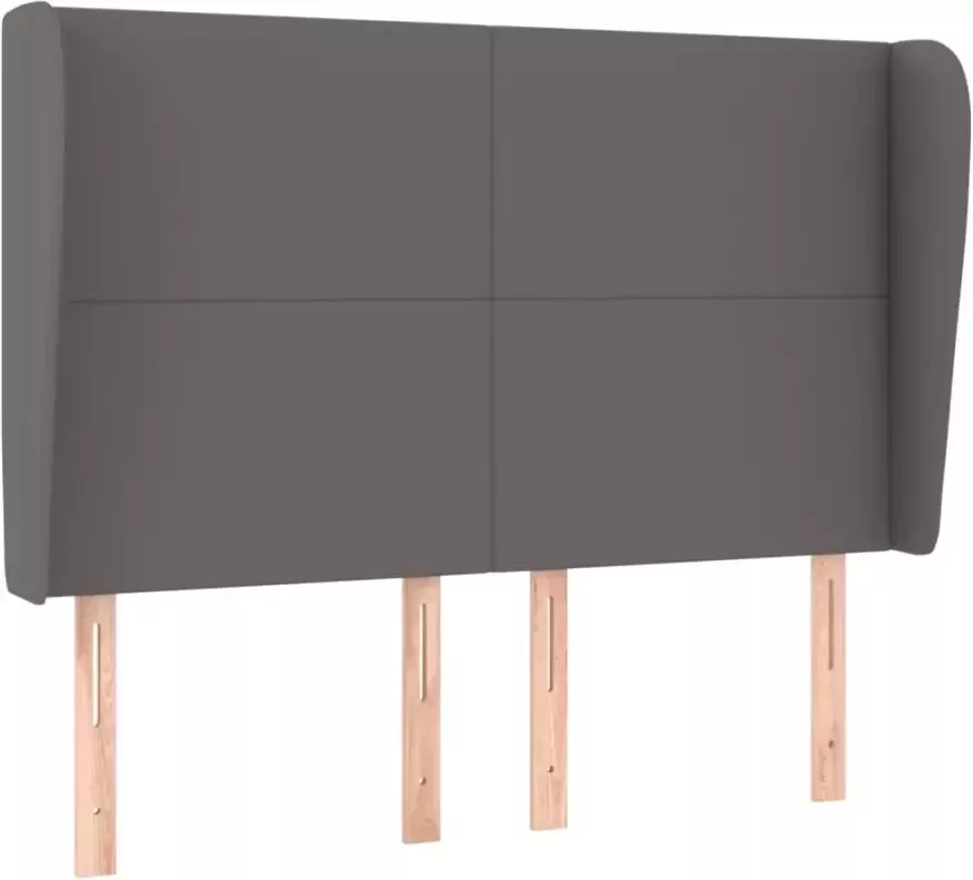 VIDAXL Hoofdbord met randen 147x23x118 128 cm kunstleer grijs - Foto 4