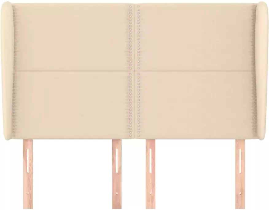 VIDAXL Hoofdbord met randen 147x23x118 128 cm stof crèmekleurig - Foto 4