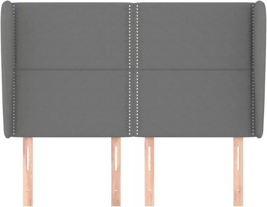 VIDAXL Hoofdbord met randen 147x23x118 128 cm stof donkergrijs - Foto 3