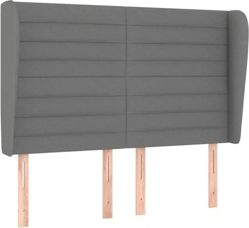 VIDAXL Hoofdbord met randen 147x23x118 128 cm stof donkergrijs - Foto 1