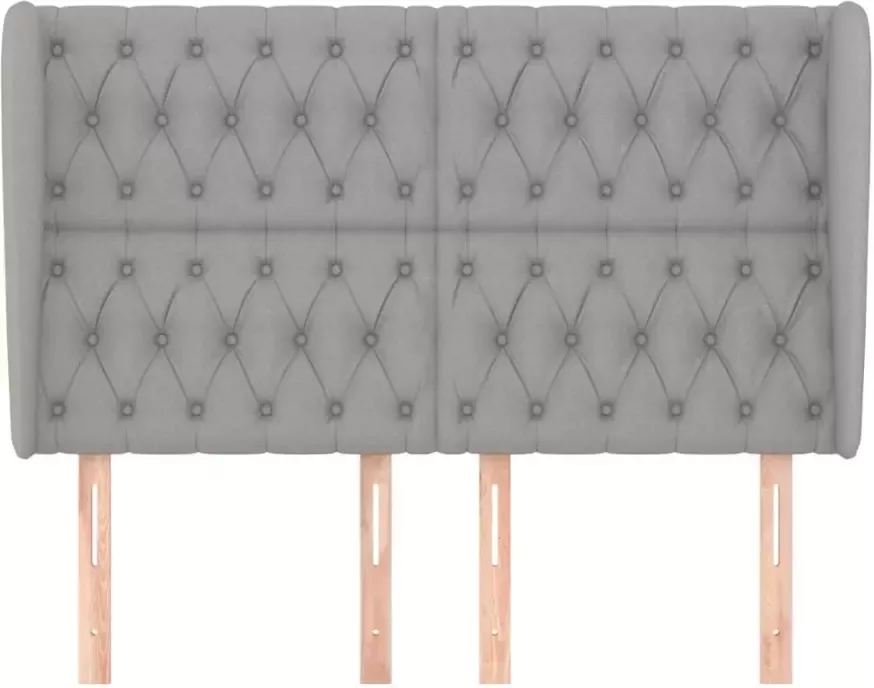 VIDAXL Hoofdbord met randen 147x23x118 128 cm stof lichtgrijs - Foto 3