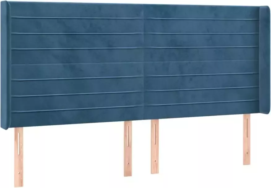 VIDAXL Hoofdbord met randen 163x16x118 128 cm fluweel donkerblauw - Foto 7