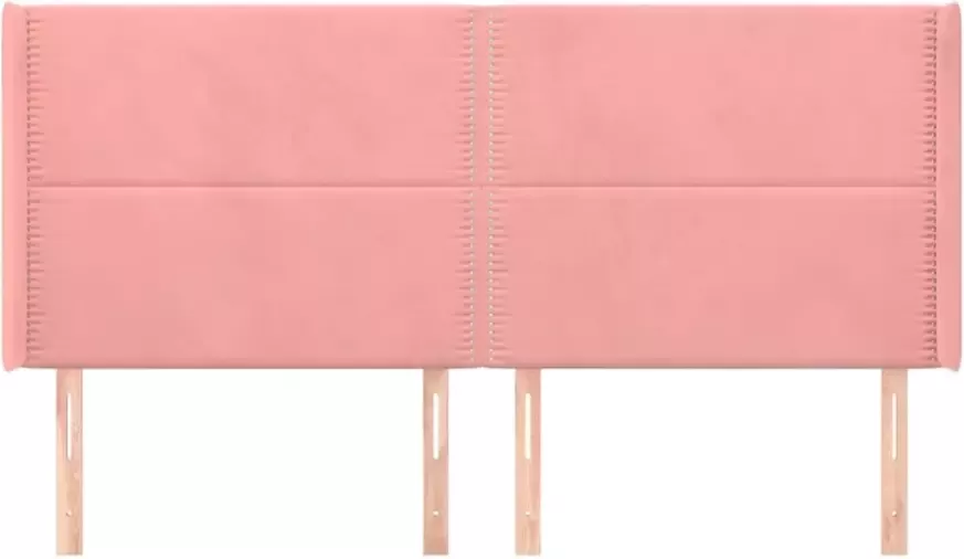 VIDAXL Hoofdbord met randen 163x16x118 128 cm fluweel roze - Foto 4