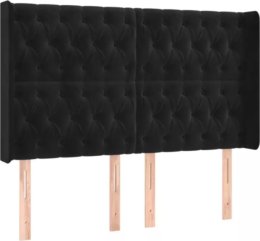 VIDAXL Hoofdbord met randen 163x16x118 128 cm fluweel zwart - Foto 3