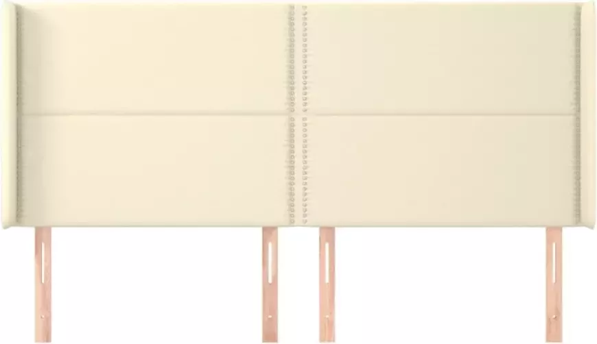VIDAXL Hoofdbord met randen 163x16x118 128 cm kunstleer crèmekleurig - Foto 2