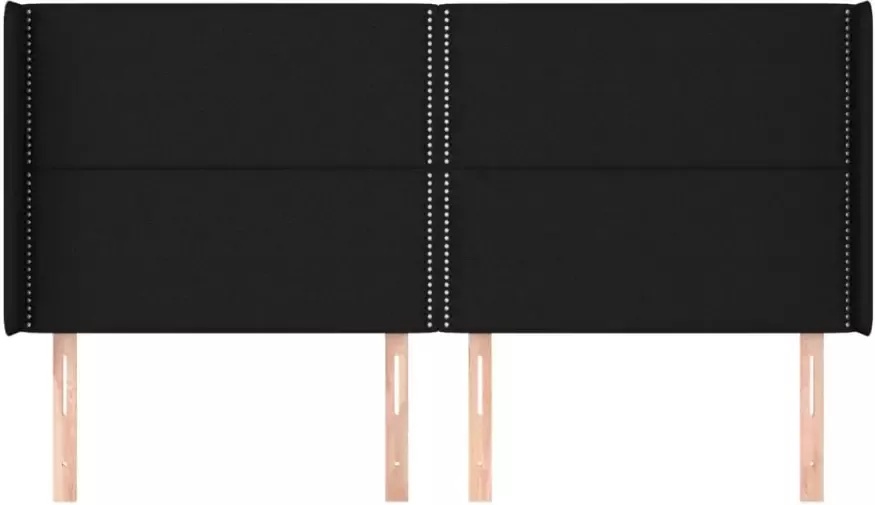 VIDAXL Hoofdbord met randen 163x16x118 128 cm stof zwart - Foto 4
