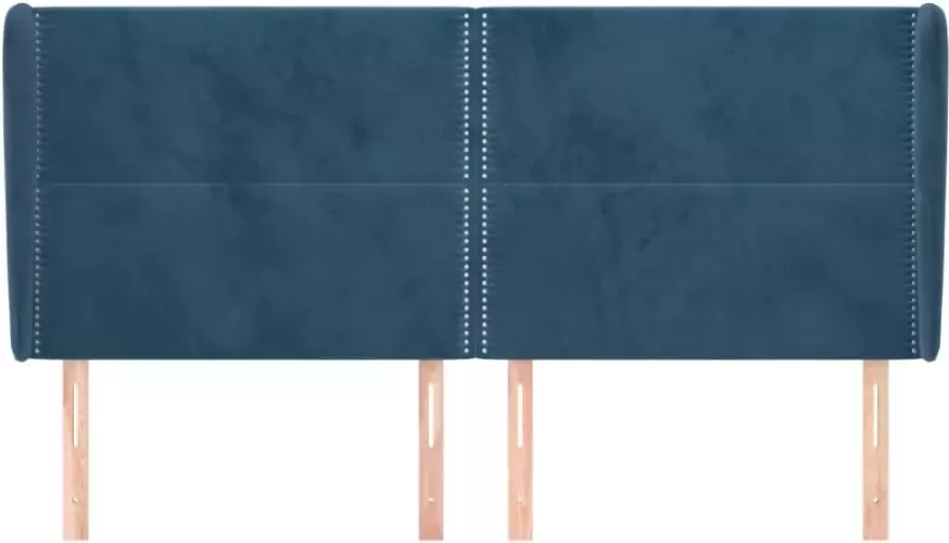 VIDAXL Hoofdbord met randen 163x23x118 128 cm fluweel donkerblauw - Foto 4