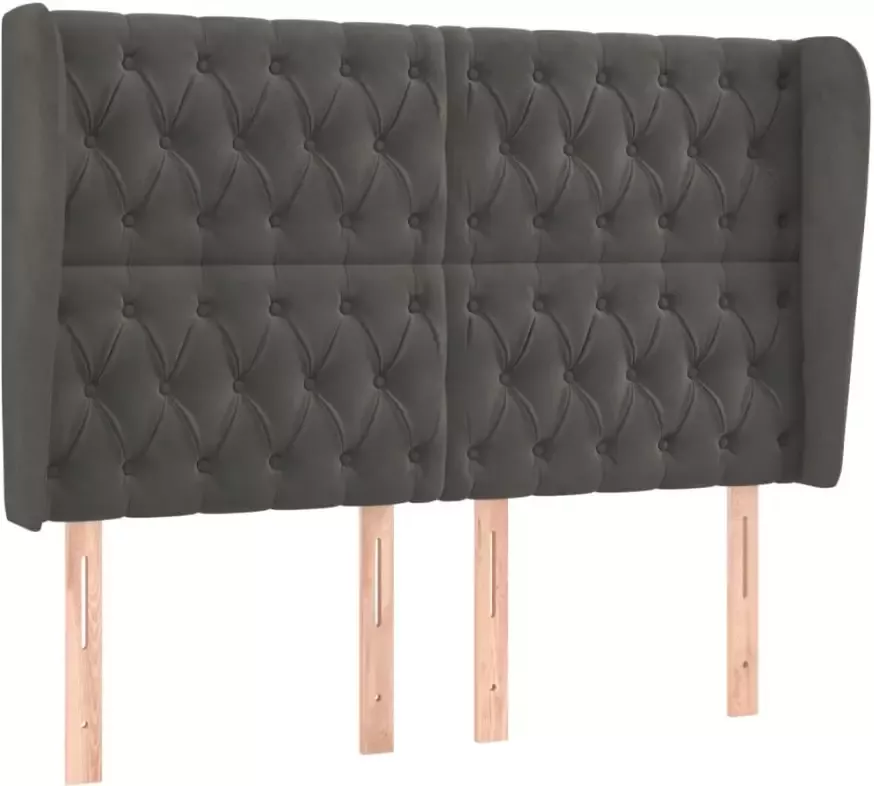 VidaXL Hoofdbord met randen 163x23x118 128 cm fluweel donkergrijs - Foto 6