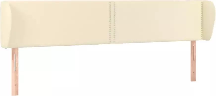 VIDAXL Hoofdbord met randen 163x23x78 88 cm kunstleer crèmekleurig - Foto 4