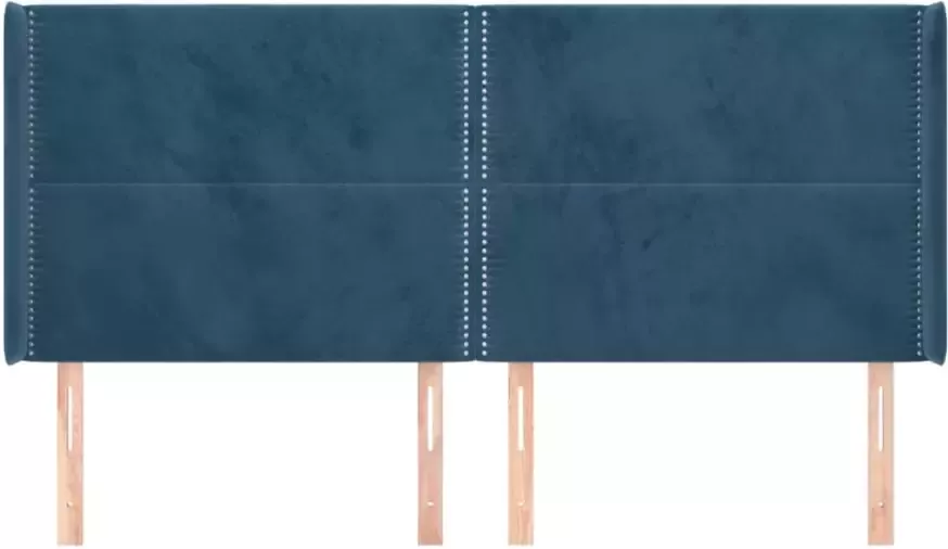 VIDAXL Hoofdbord met randen 183x16x118 128 cm fluweel donkerblauw - Foto 2