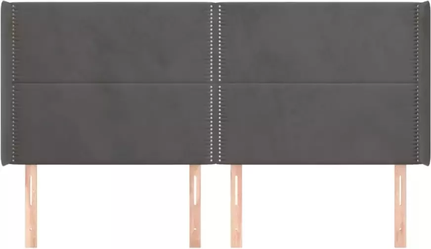 VIDAXL Hoofdbord met randen 183x16x118 128 cm fluweel donkergrijs - Foto 2