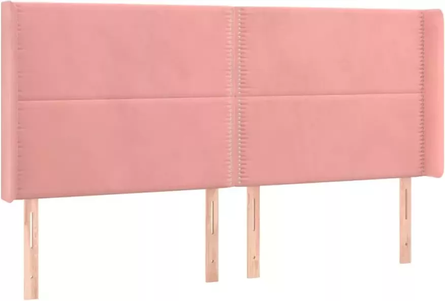 VIDAXL Hoofdbord met randen 183x16x118 128 cm fluweel roze - Foto 2