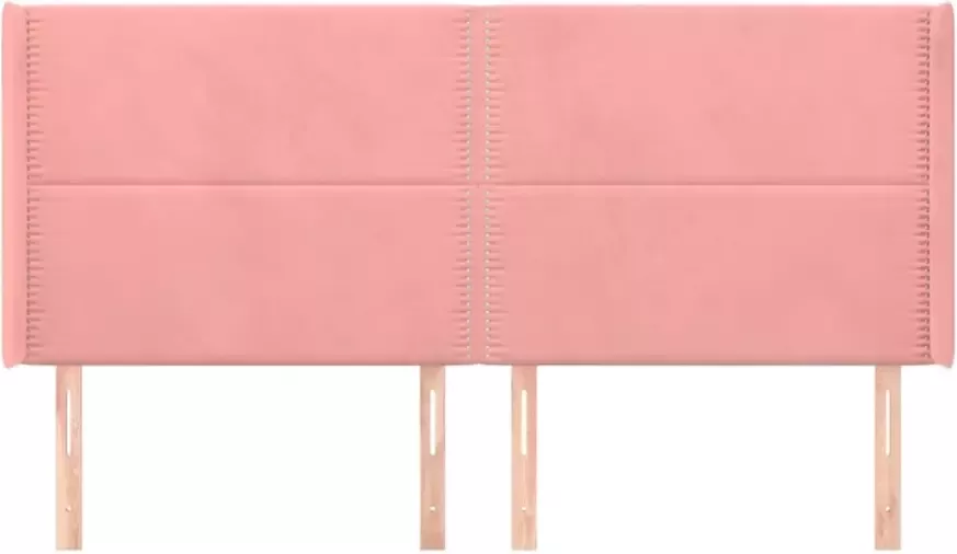 VIDAXL Hoofdbord met randen 183x16x118 128 cm fluweel roze - Foto 5