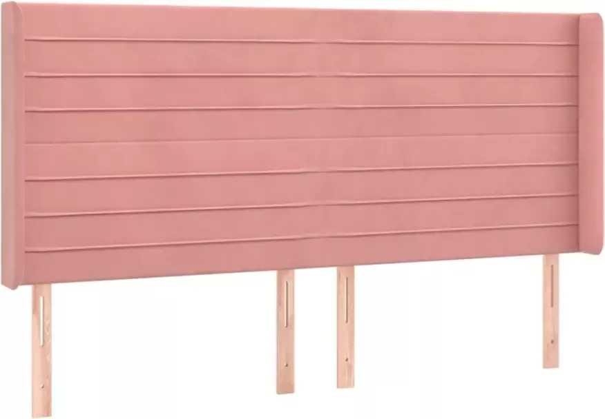 VIDAXL Hoofdbord met randen 183x16x118 128 cm fluweel roze - Foto 4