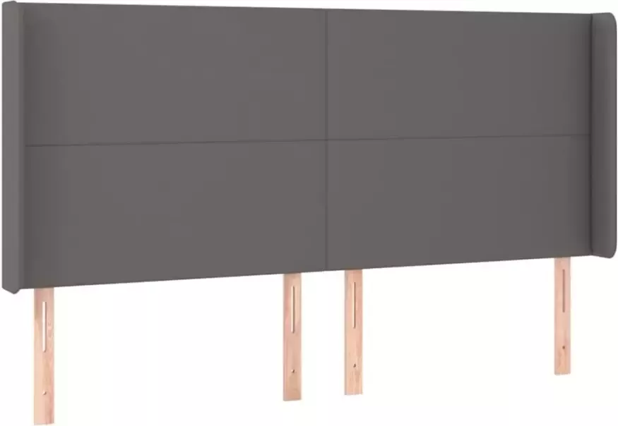 VIDAXL Hoofdbord met randen 183x16x118 128 cm kunstleer grijs - Foto 3