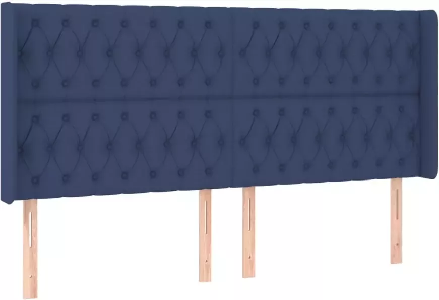 VIDAXL Hoofdbord met randen 183x16x118 128 cm stof blauw