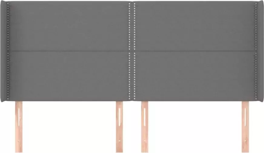 VIDAXL Hoofdbord met randen 183x16x118 128 cm stof donkergrijs