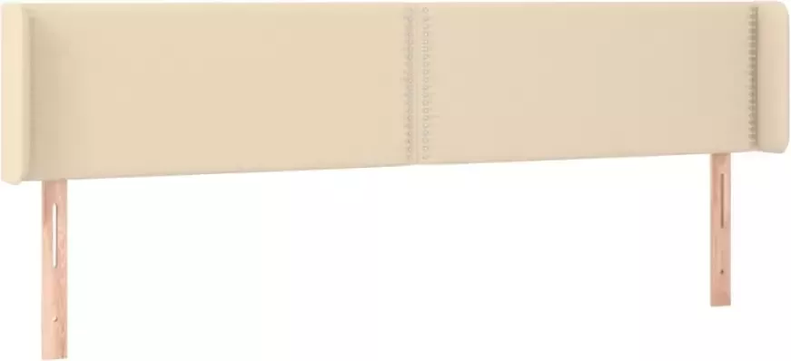 VIDAXL Hoofdbord met randen 183x16x78 88 cm stof crèmekleurig - Foto 2