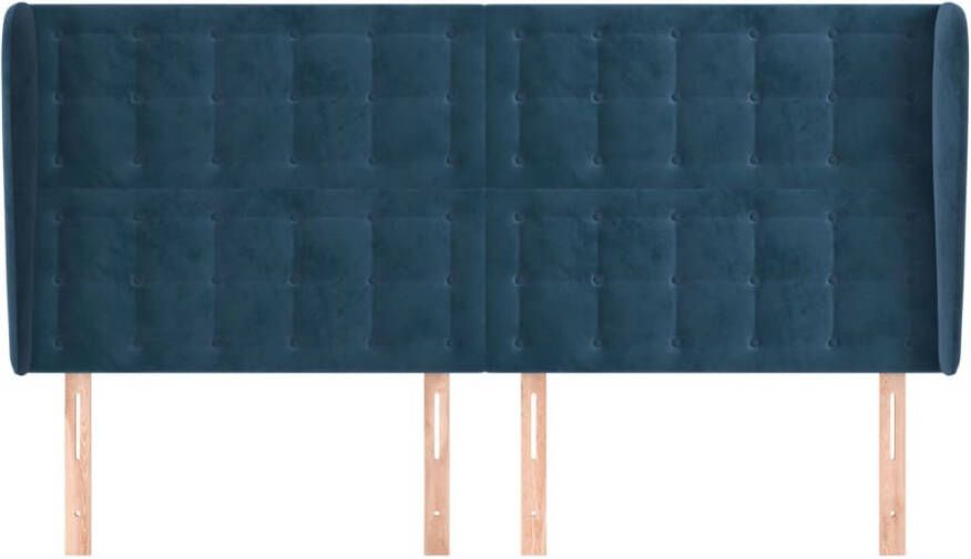 VIDAXL Hoofdbord met randen 183x23x118 128 cm fluweel donkerblauw - Foto 3