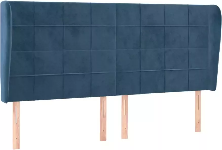 VIDAXL Hoofdbord met randen 183x23x118 128 cm fluweel donkerblauw - Foto 3