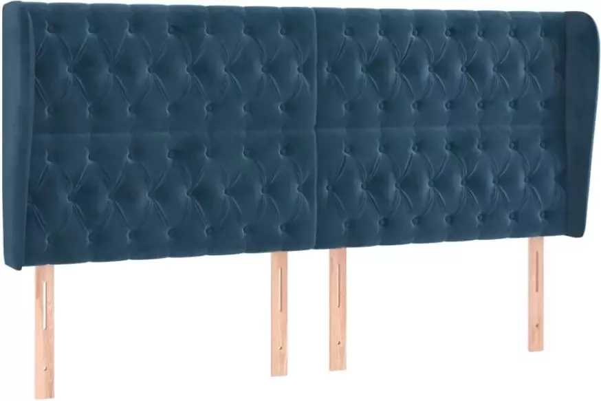 VIDAXL Hoofdbord met randen 183x23x118 128 cm fluweel donkerblauw - Foto 6