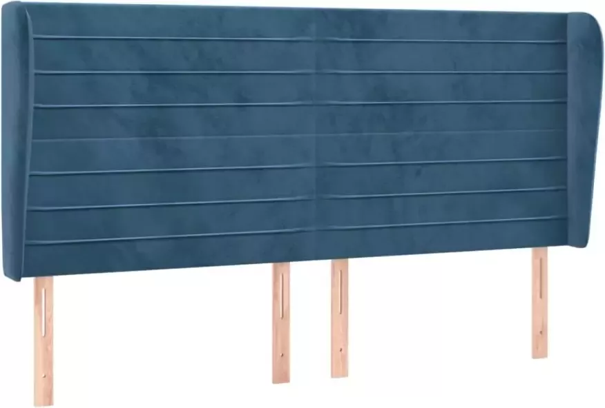 VIDAXL Hoofdbord met randen 183x23x118 128 cm fluweel donkerblauw - Foto 4