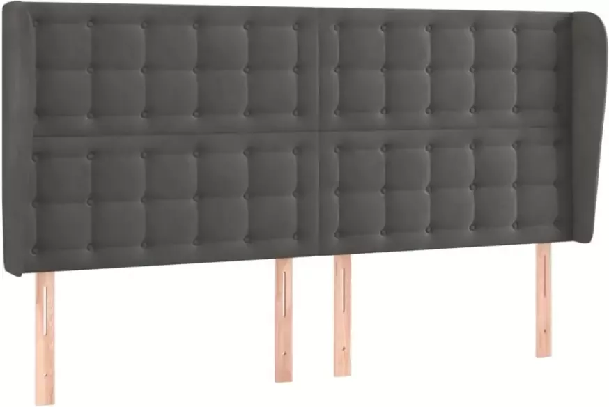 VIDAXL Hoofdbord met randen 183x23x118 128 cm fluweel donkergrijs - Foto 4