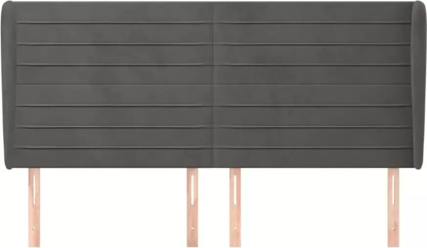 VIDAXL Hoofdbord met randen 183x23x118 128 cm fluweel donkergrijs - Foto 2
