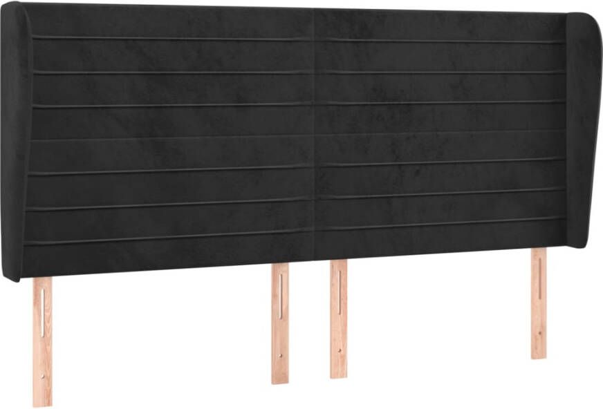 VIDAXL Hoofdbord met randen 183x23x118 128 cm fluweel zwart - Foto 1