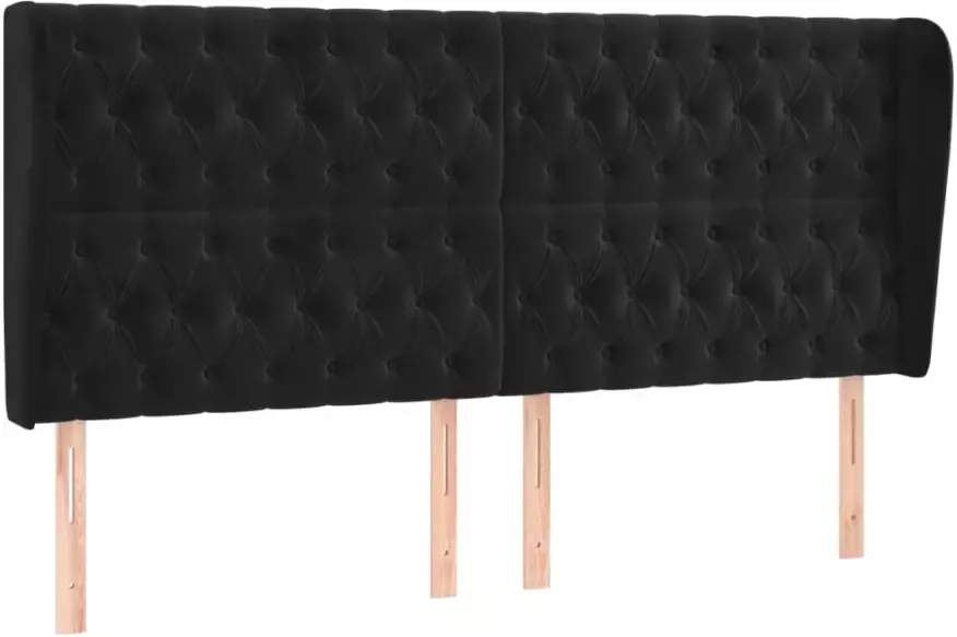 VIDAXL Hoofdbord met randen 183x23x118 128 cm fluweel zwart - Foto 3