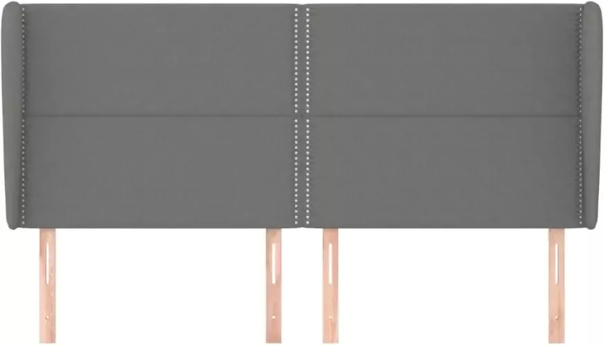 VIDAXL Hoofdbord met randen 183x23x118 128 cm stof donkergrijs - Foto 2