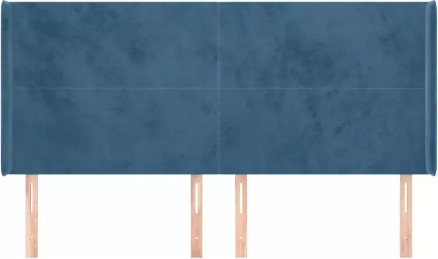 VIDAXL Hoofdbord met randen 203x16x118 128 cm fluweel donkerblauw - Foto 5