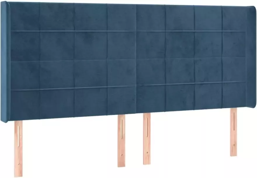 VIDAXL Hoofdbord met randen 203x16x118 128 cm fluweel donkerblauw - Foto 3