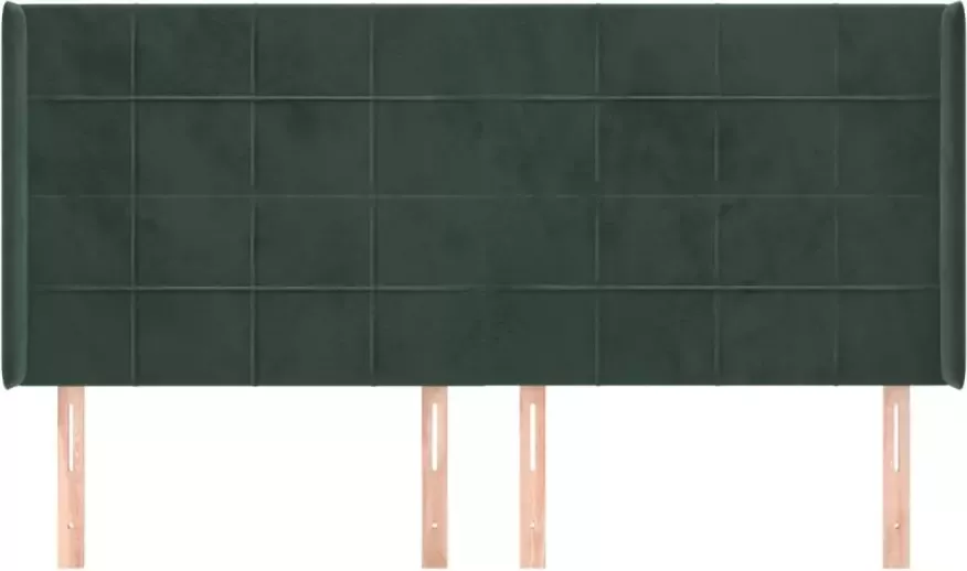 VIDAXL Hoofdbord met randen 203x16x118 128 cm fluweel donkergroen - Foto 1