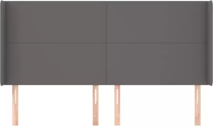 VIDAXL Hoofdbord met randen 203x16x118 128 cm kunstleer grijs - Foto 2