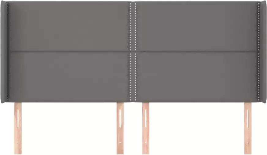 VIDAXL Hoofdbord met randen 203x16x118 128 cm kunstleer grijs - Foto 2